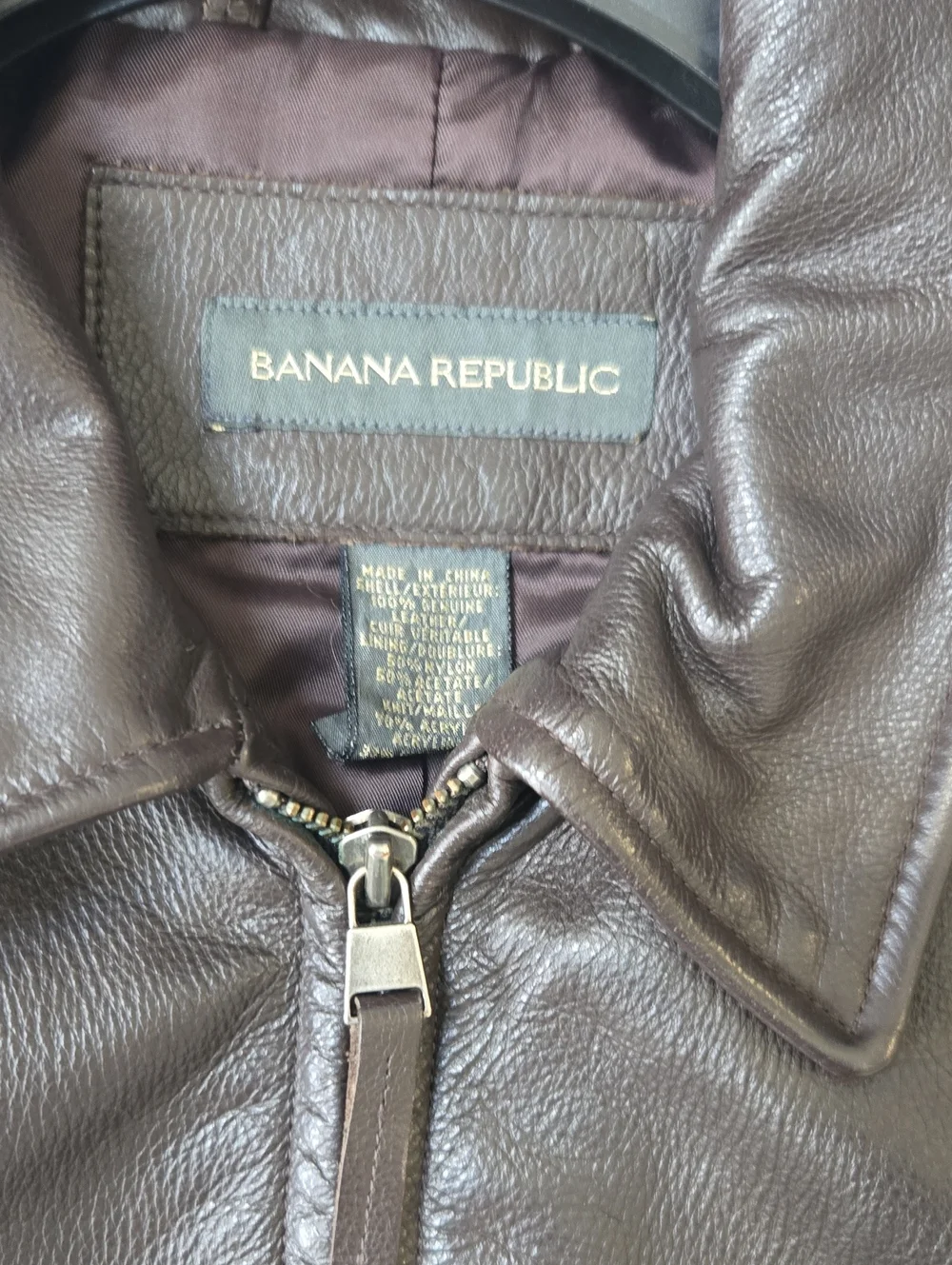 Banana Republic Men's Dark Brown Leather Bomber Jacket